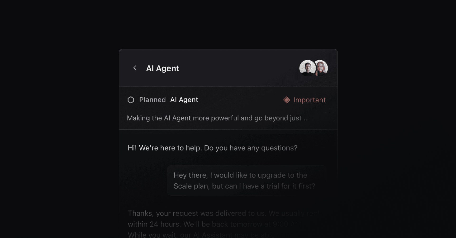 AI agent with a Linear issue attached to the conversation